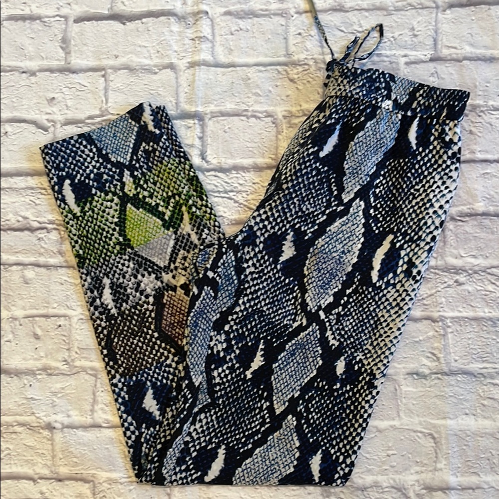 Diane Von Furstenberg Blue and Green Silk Track Pants